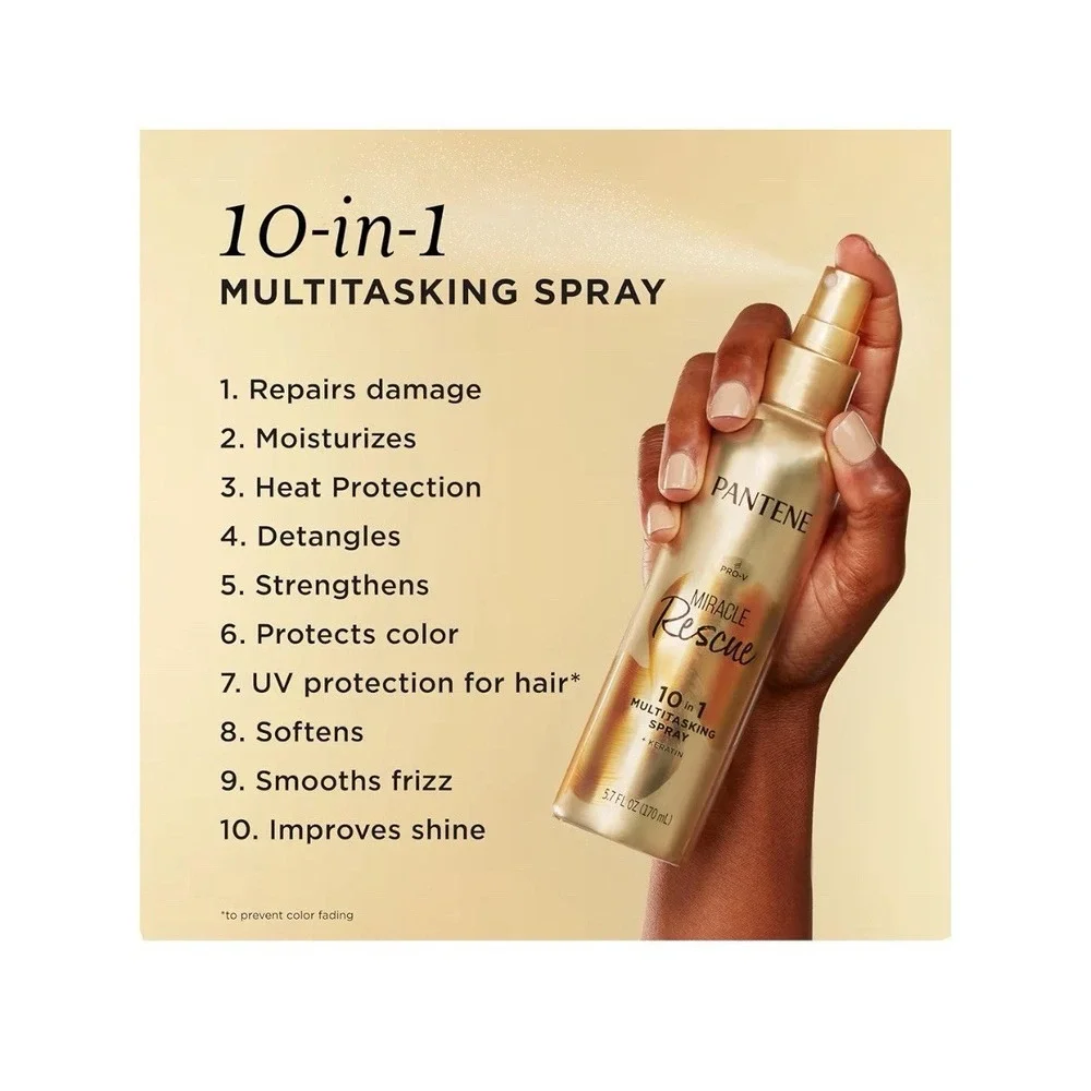 ✅Pantene Miracle Rescue 10 in 1 Multitasking Leave in Spray Conditioner, 5.7 Oz